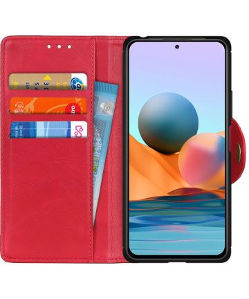 Xiaomi Redmi Note 10 Pro Hoesje Wallet Book Case Kunstleer Rood Hoesjes