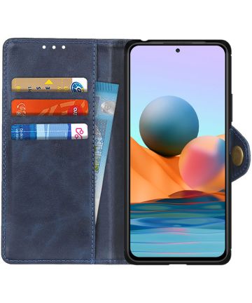 Xiaomi Redmi Note 10 Pro Hoesje Wallet Book Case Kunstleer Blauw Hoesjes