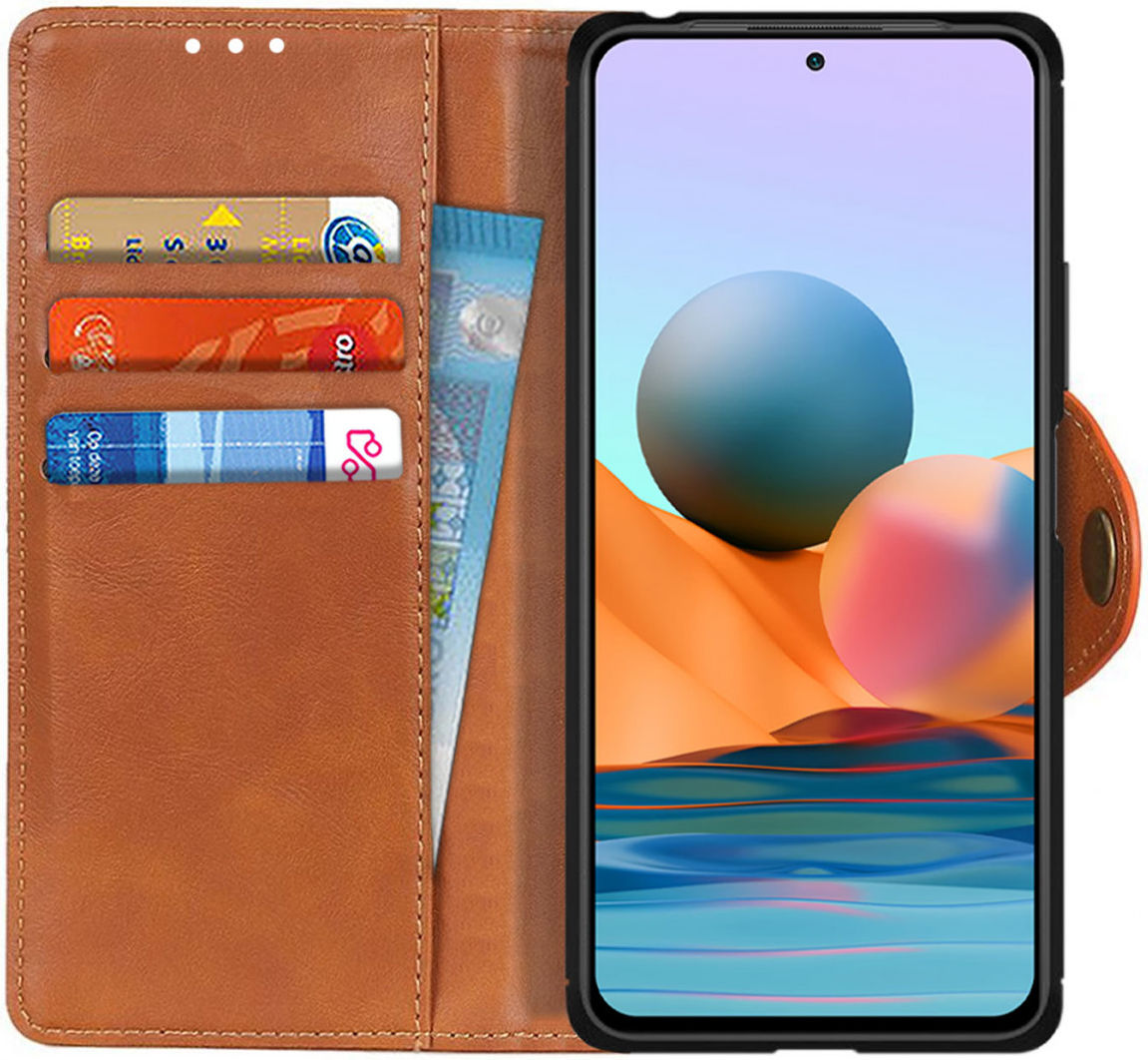 Xiaomi Redmi Note 10 Pro Hoesje Wallet Book Case Kunstleer Bruin afbeelding 1