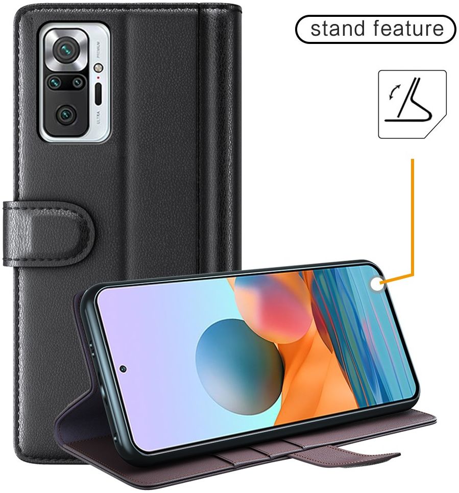 Xiaomi Redmi Note 10 Pro Hoesje Wallet Book Case Echt Leer Zwart afbeelding 4