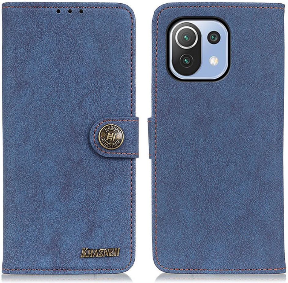 Xiaomi Mi 11 Lite 4G/5G Hoesje Portemonnee Drukknoop Sluiting Blauw afbeelding 3
