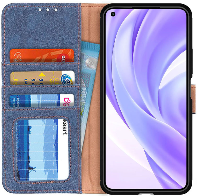 Xiaomi Mi 11 Lite 4G/5G Hoesje Portemonnee Drukknoop Sluiting Blauw afbeelding 1