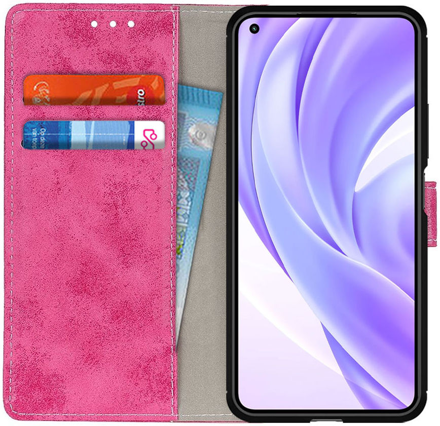 Xiaomi Mi 11 Lite 4G/5G Hoesje Vintage Book Case Wallet Roze afbeelding 1