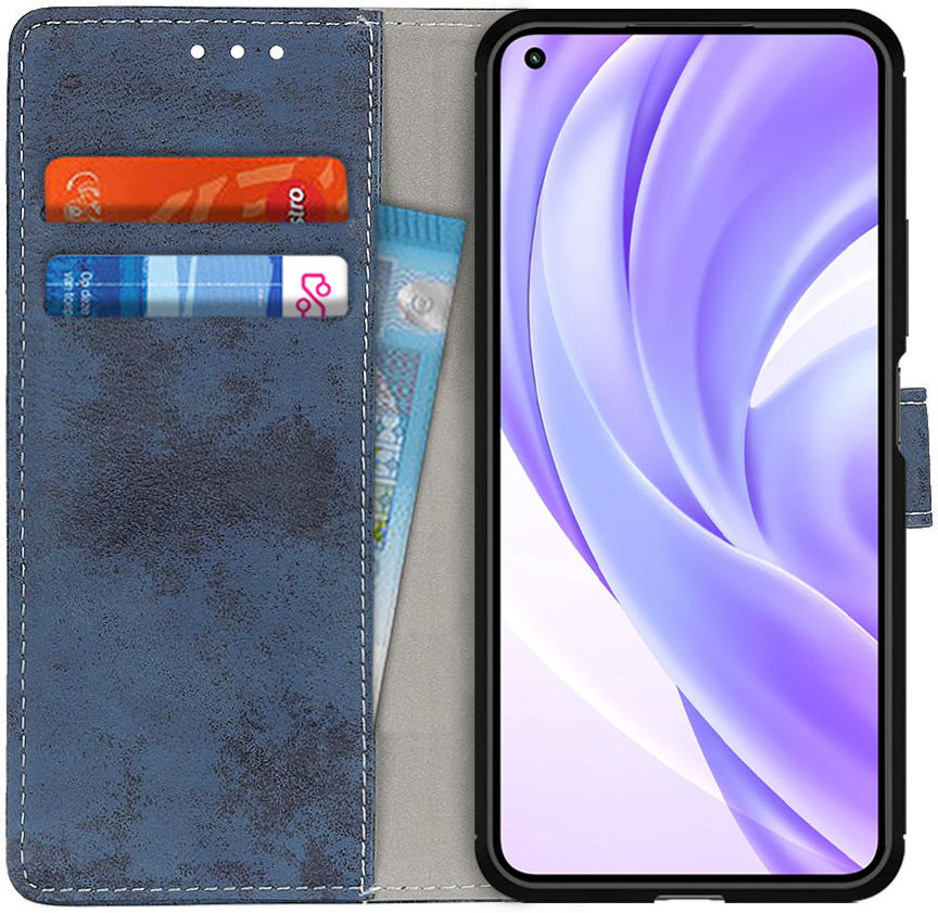Xiaomi Mi 11 Lite 4G/5G Hoesje Vintage Book Case Wallet Blauw afbeelding 1