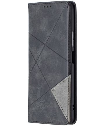 Xiaomi Redmi Note 10 Pro Hoesje Wallet Book Case Geometrie Zwart Hoesjes