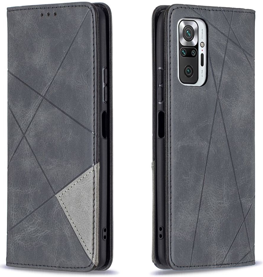 Xiaomi Redmi Note 10 Pro Hoesje Wallet Book Case Geometrie Zwart afbeelding 3