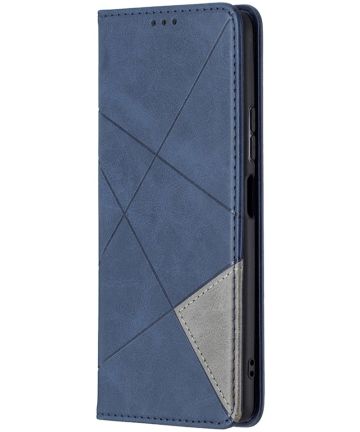Xiaomi Redmi Note 10 Pro Hoesje Wallet Book Case Geometrie Blauw Hoesjes
