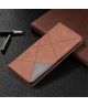 Xiaomi Redmi Note 10 Pro Hoesje Wallet Book Case Geometrie Coffee