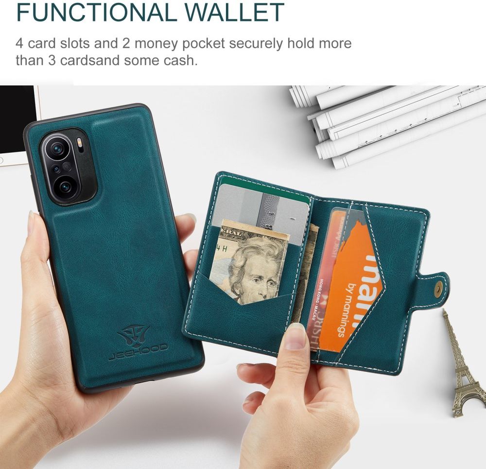 Xiaomi Poco F3 / Mi 11i Hoesje Magnetisch Kaarthouder Back Cover Groen afbeelding 4