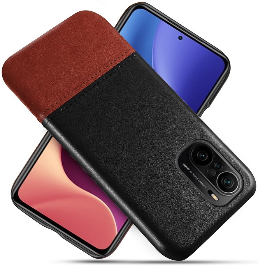 Xiaomi Poco F3 / Mi 11i Hoesje Kunstleer Back Cover Zwart/Bruin afbeelding 1