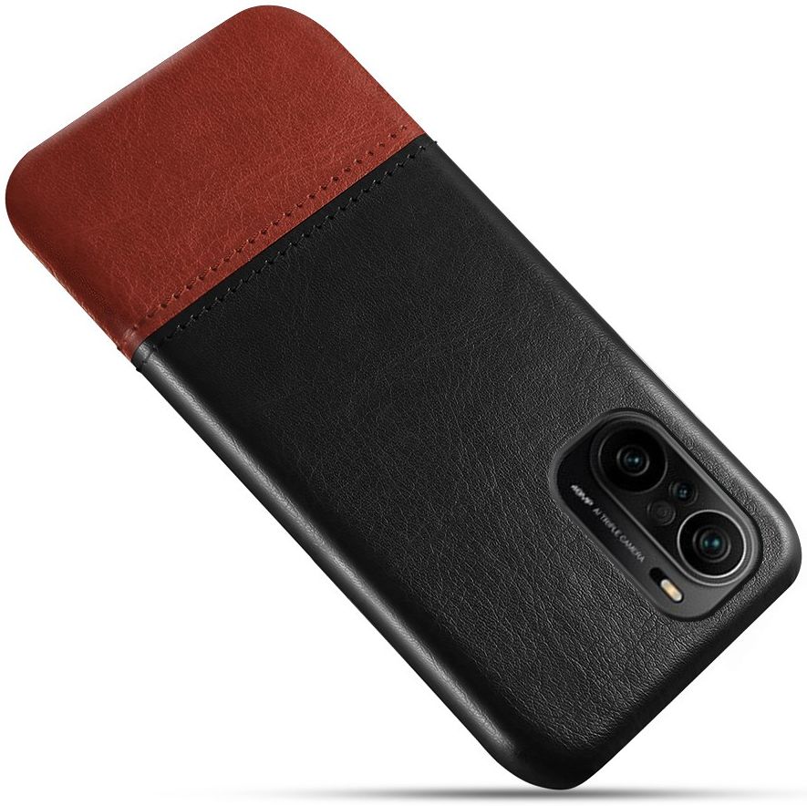 Xiaomi Poco F3 / Mi 11i Hoesje Kunstleer Back Cover Zwart/Bruin afbeelding 2