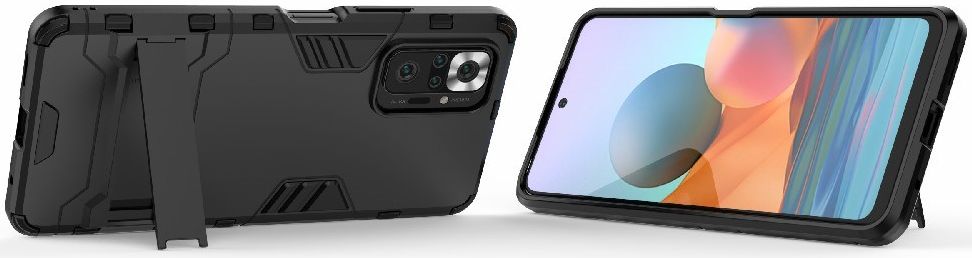 Xiaomi Redmi Note 10 Pro Hoesje Hybride Back Cover met Kickstand Zwart afbeelding 3