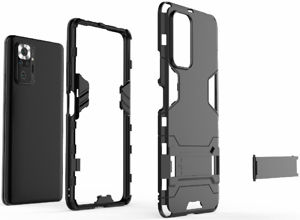 Xiaomi Redmi Note 10 Pro Hoesje Hybride Back Cover met Kickstand Zwart afbeelding 5