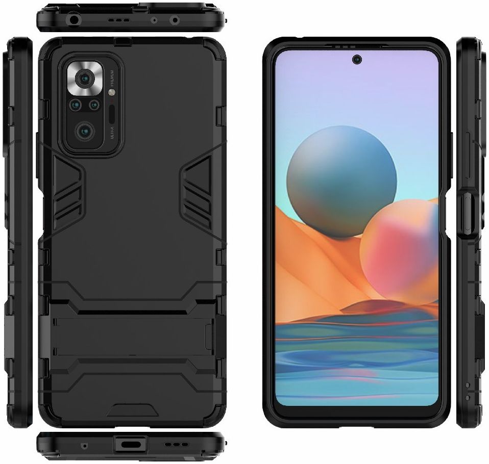 Xiaomi Redmi Note 10 Pro Hoesje Hybride Back Cover met Kickstand Zwart afbeelding 8