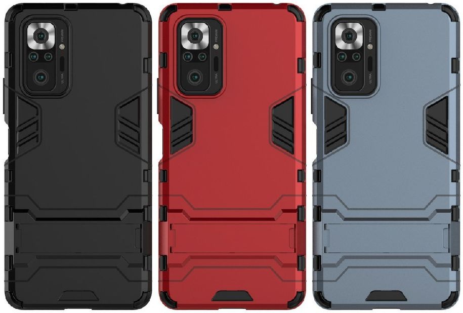 Xiaomi Redmi Note 10 Pro Hoesje Hybride Back Cover met Kickstand Rood afbeelding 7