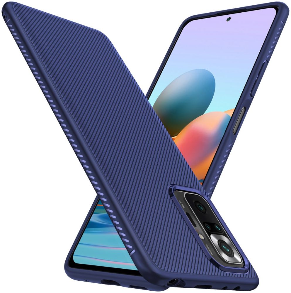Xiaomi Redmi Note 10 Pro Hoesje Twill Slim Textuur Back Cover Blauw afbeelding 2