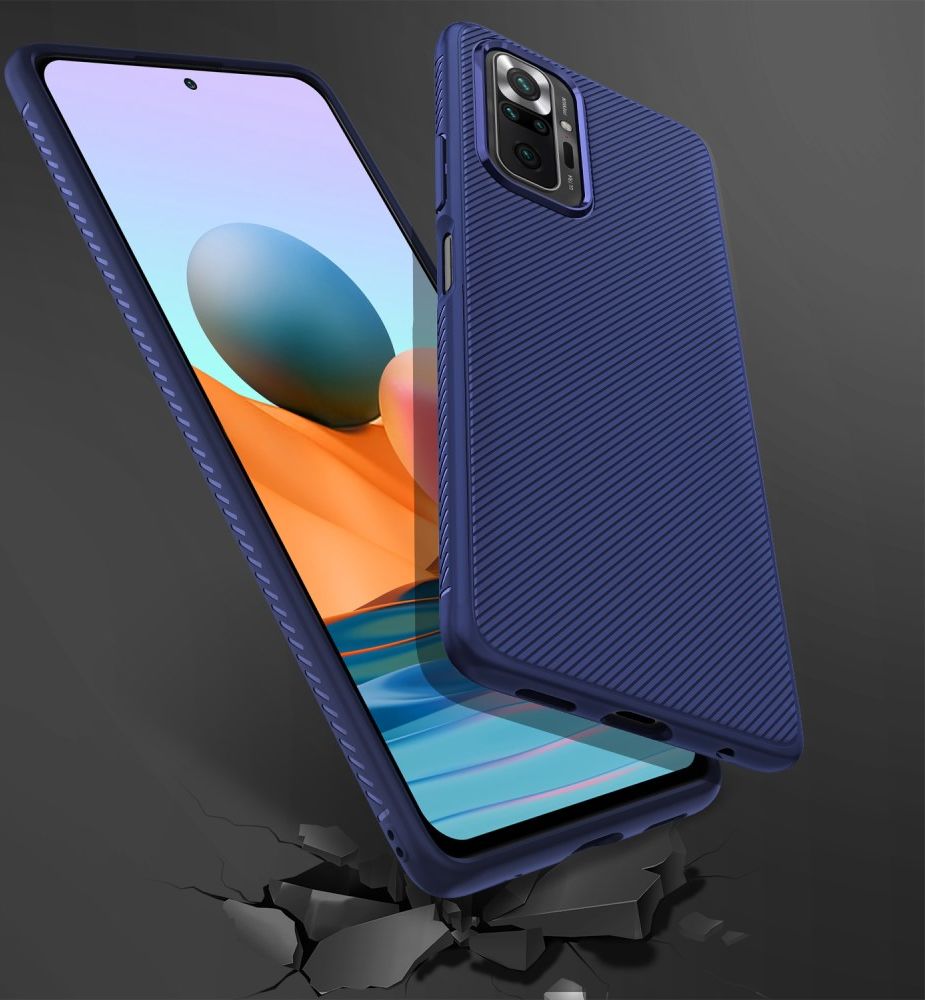 Xiaomi Redmi Note 10 Pro Hoesje Twill Slim Textuur Back Cover Blauw afbeelding 6