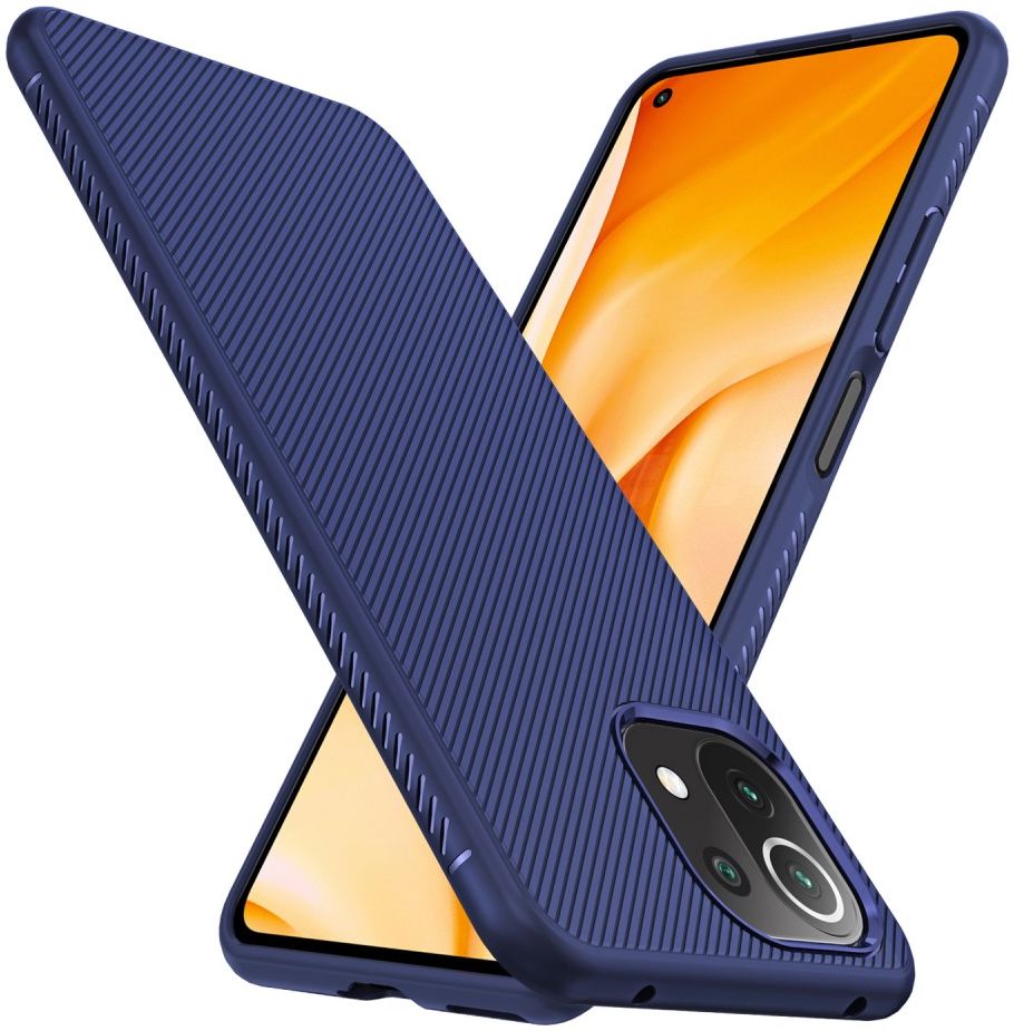 Xiaomi Mi 11 Lite 4G / 5G Hoesje Twill Slim Textuur Back Cover Blauw afbeelding 1
