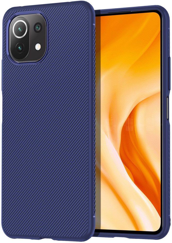 Xiaomi Mi 11 Lite 4G / 5G Hoesje Twill Slim Textuur Back Cover Blauw afbeelding 2
