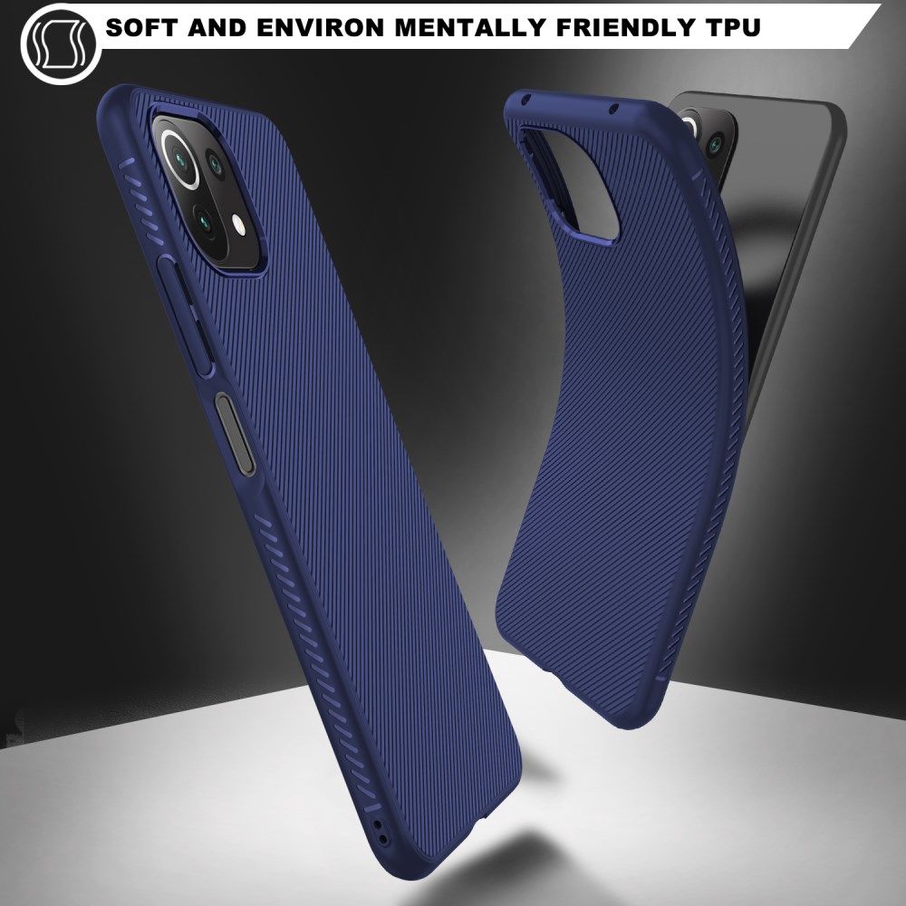 Xiaomi Mi 11 Lite 4G / 5G Hoesje Twill Slim Textuur Back Cover Blauw afbeelding 8