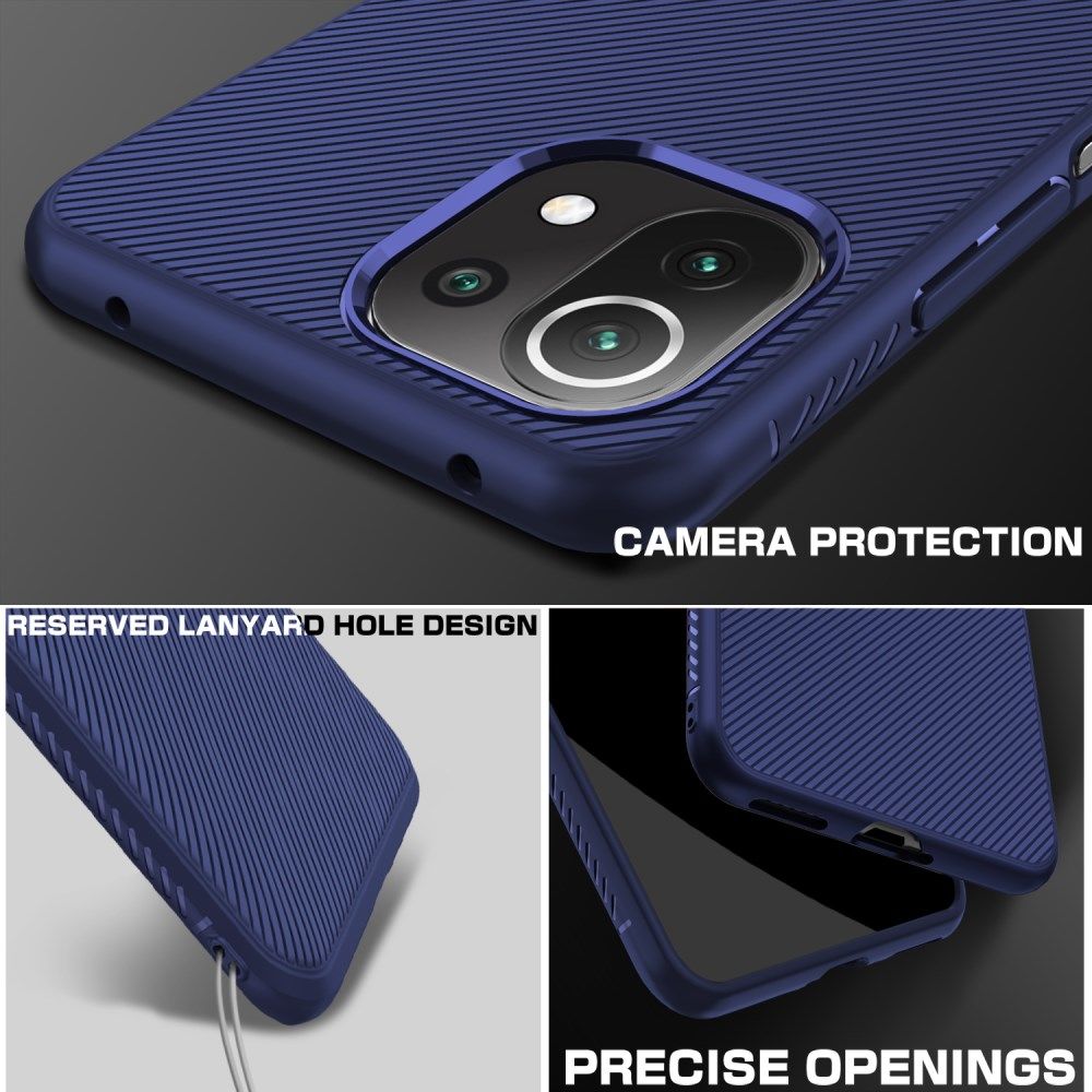 Xiaomi Mi 11 Lite 4G / 5G Hoesje Twill Slim Textuur Back Cover Blauw afbeelding 4