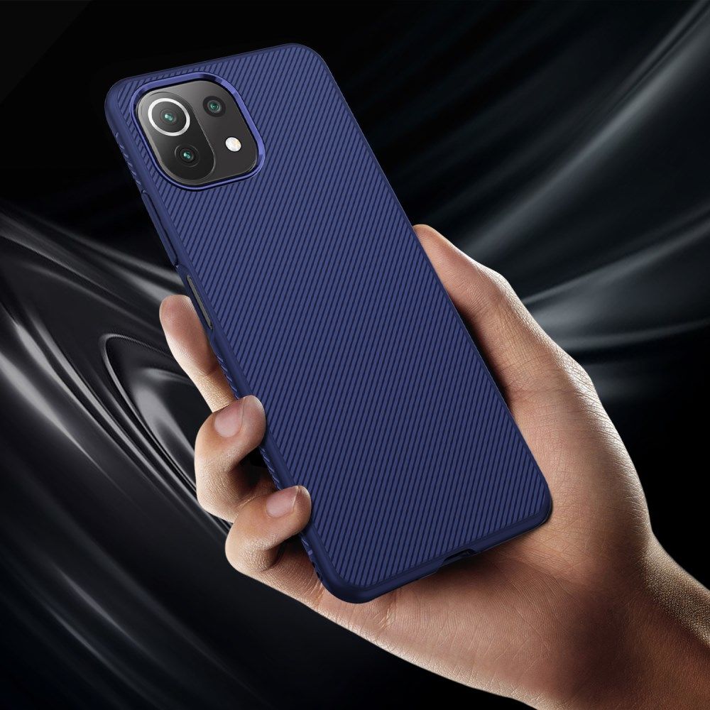 Xiaomi Mi 11 Lite 4G / 5G Hoesje Twill Slim Textuur Back Cover Blauw afbeelding 5