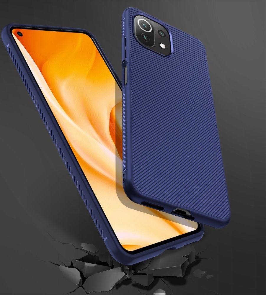 Xiaomi Mi 11 Lite 4G / 5G Hoesje Twill Slim Textuur Back Cover Blauw afbeelding 6