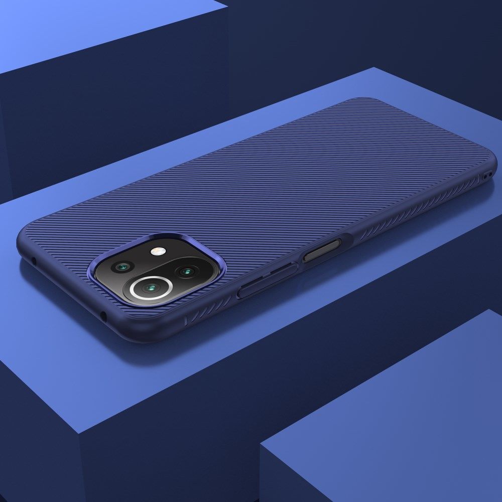 Xiaomi Mi 11 Lite 4G / 5G Hoesje Twill Slim Textuur Back Cover Blauw afbeelding 7