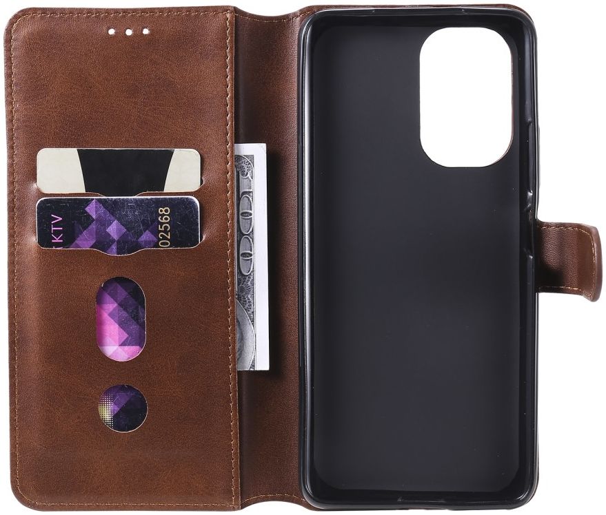 Xiaomi Poco F3 / Mi 11i Hoesje Portemonnee Book Case Kunstleer Bruin afbeelding 3