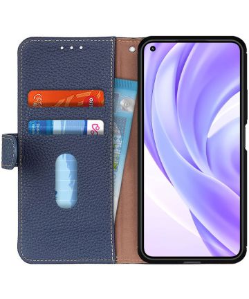 KHAZNEH Xiaomi Mi 11 Lite 4G/5G (NE) Hoesje Wallet Echt Leer Blauw Hoesjes