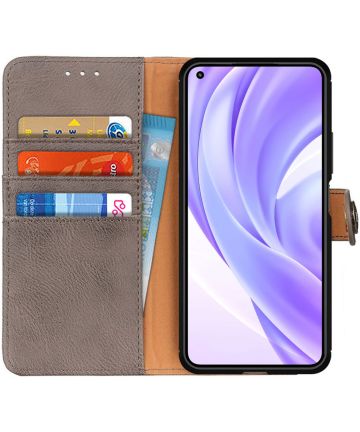 KHAZNEH Xiaomi Mi 11 Lite 4G / 5G Hoesje Retro Wallet Book Case Grijs Hoesjes