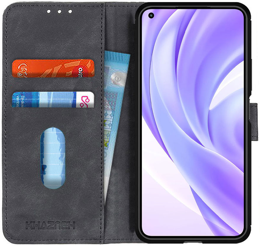 KHAZNEH Xiaomi Mi 11 Lite 4G/5G (NE) Hoesje Retro Portemonnee Zwart afbeelding 1