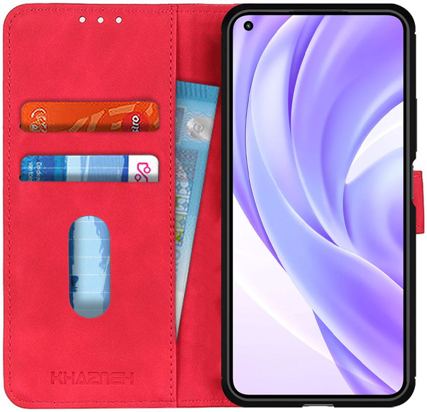 KHAZNEH Xiaomi Mi 11 Lite 4G/5G (NE) Hoesje Retro Portemonnee Rood afbeelding 1