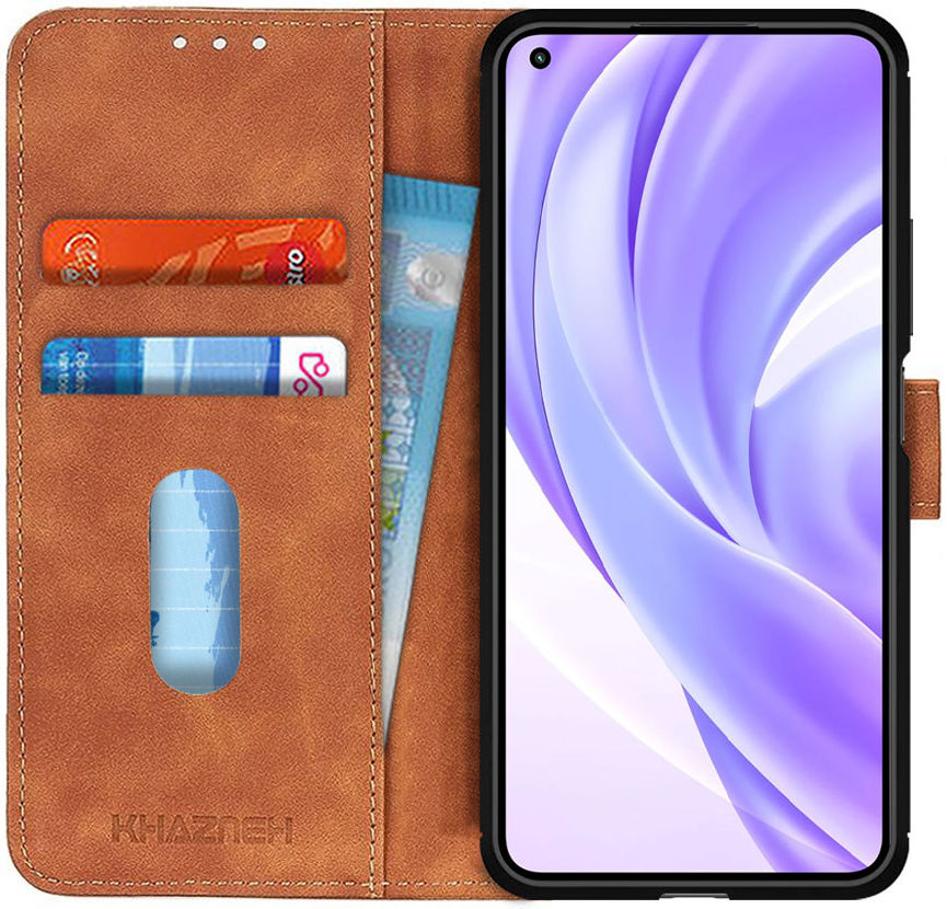 KHAZNEH Xiaomi Mi 11 Lite 4G/5G (NE) Hoesje Retro Portemonnee Bruin afbeelding 1