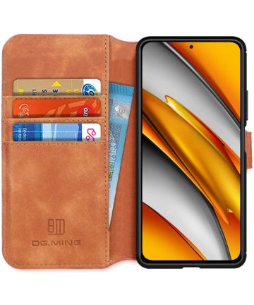 DG Ming Xiaomi Poco F3 / Mi 11i Hoesje Retro Wallet Book Case Bruin Hoesjes