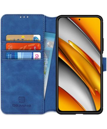 DG Ming Xiaomi Poco F3 / Mi 11i Hoesje Retro Wallet Book Case Blauw Hoesjes