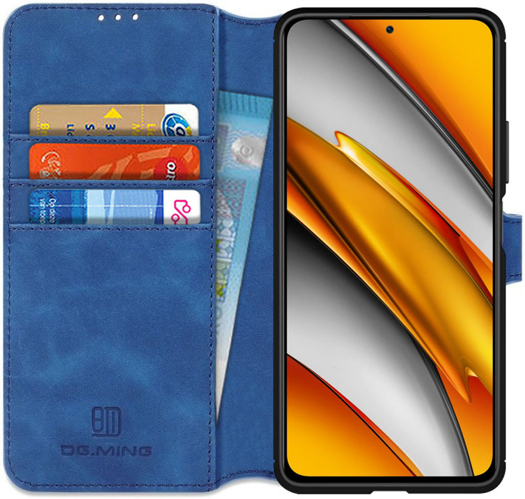 DG Ming Xiaomi Poco F3 / Mi 11i Hoesje Retro Wallet Book Case Blauw afbeelding 1
