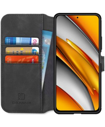 DG Ming Xiaomi Poco F3 / Mi 11i Hoesje Retro Wallet Book Case Zwart Hoesjes