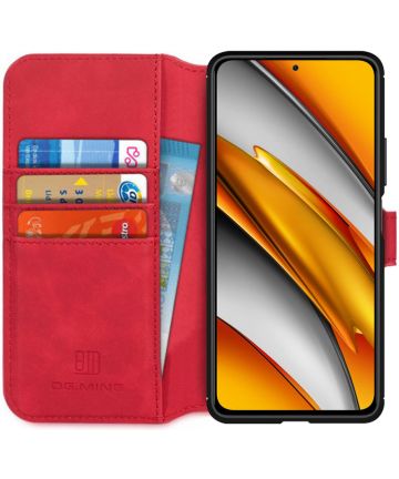 DG Ming Xiaomi Poco F3 / Mi 11i Hoesje Retro Wallet Book Case Rood Hoesjes
