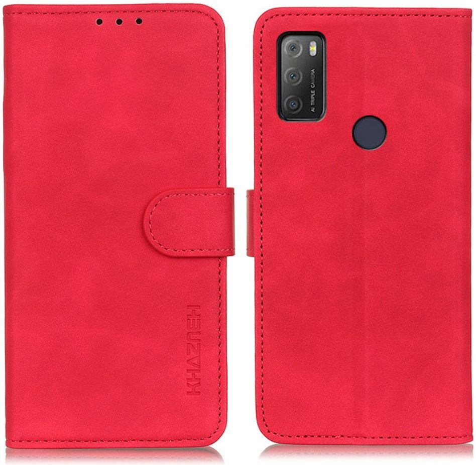KHAZNEH Alcatel 1S / 3L (2021) Hoesje Retro Wallet Book Case Rood afbeelding 5