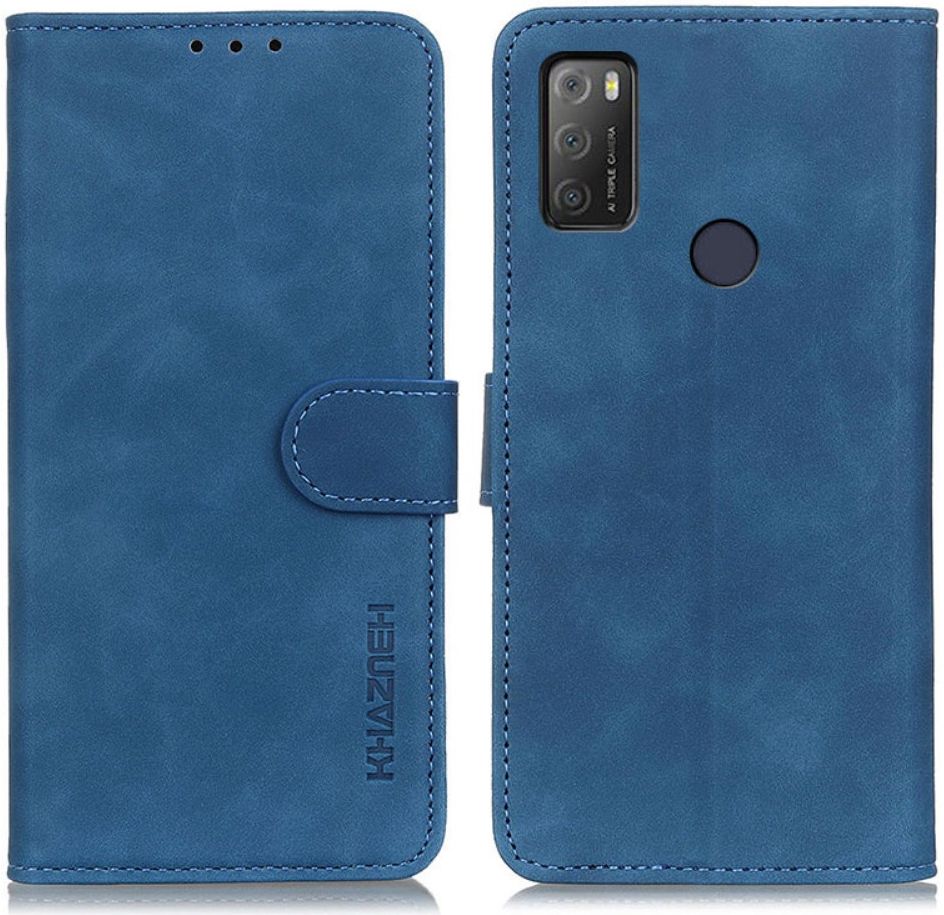 KHAZNEH Alcatel 1S / 3L (2021) Hoesje Retro Wallet Book Case Blauw afbeelding 5