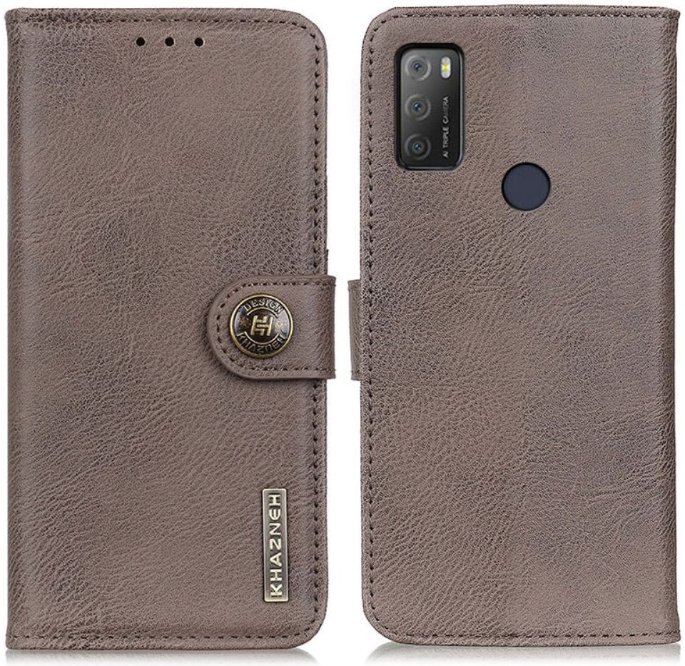 KHAZNEH Alcatel 1S / 3L (2021) Hoesje Wallet Retro Book Case Grijs afbeelding 5