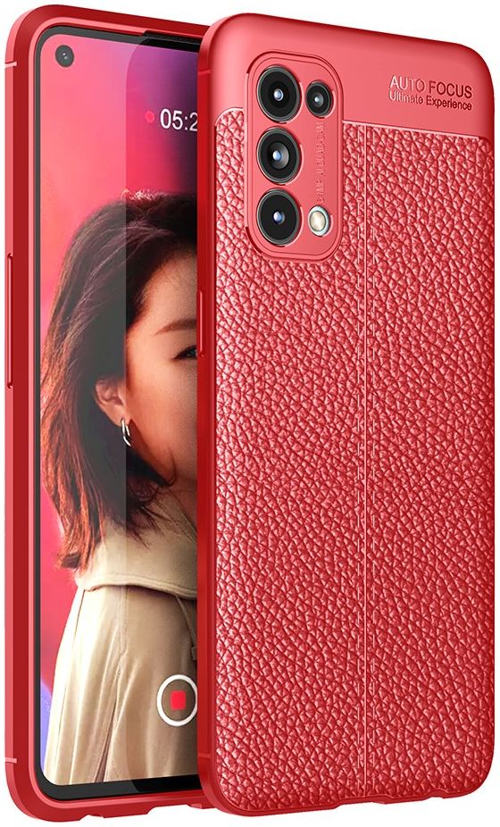Oppo Find X3 Lite / Reno5 Hoesje TPU Kunstleren Coating Cover Rood afbeelding 1