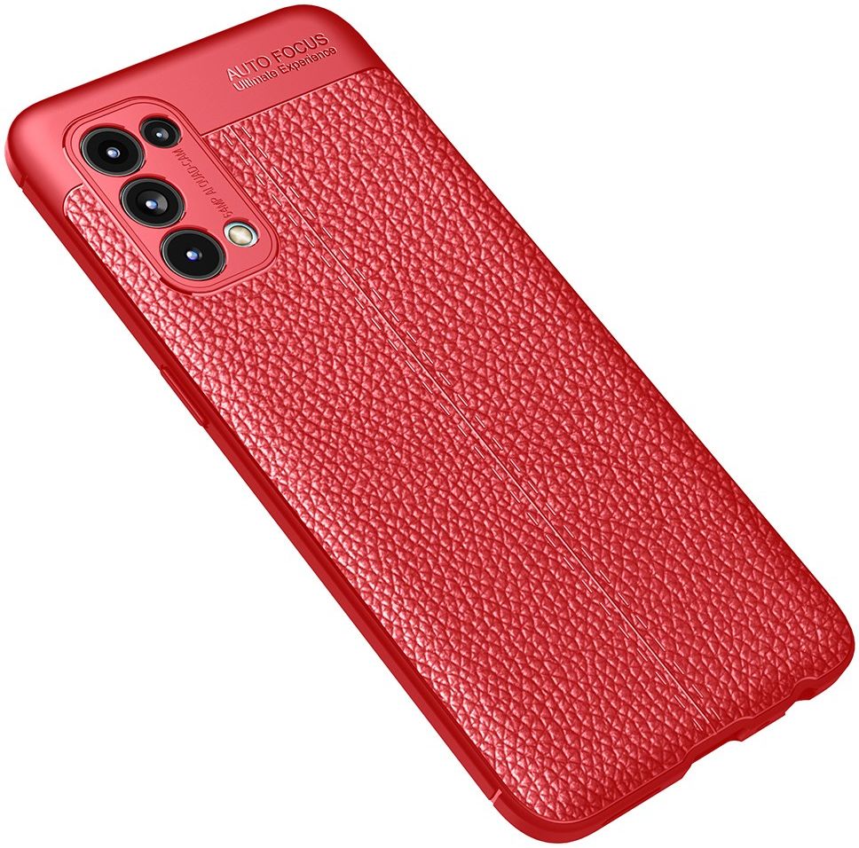 Oppo Find X3 Lite / Reno5 Hoesje TPU Kunstleren Coating Cover Rood afbeelding 2