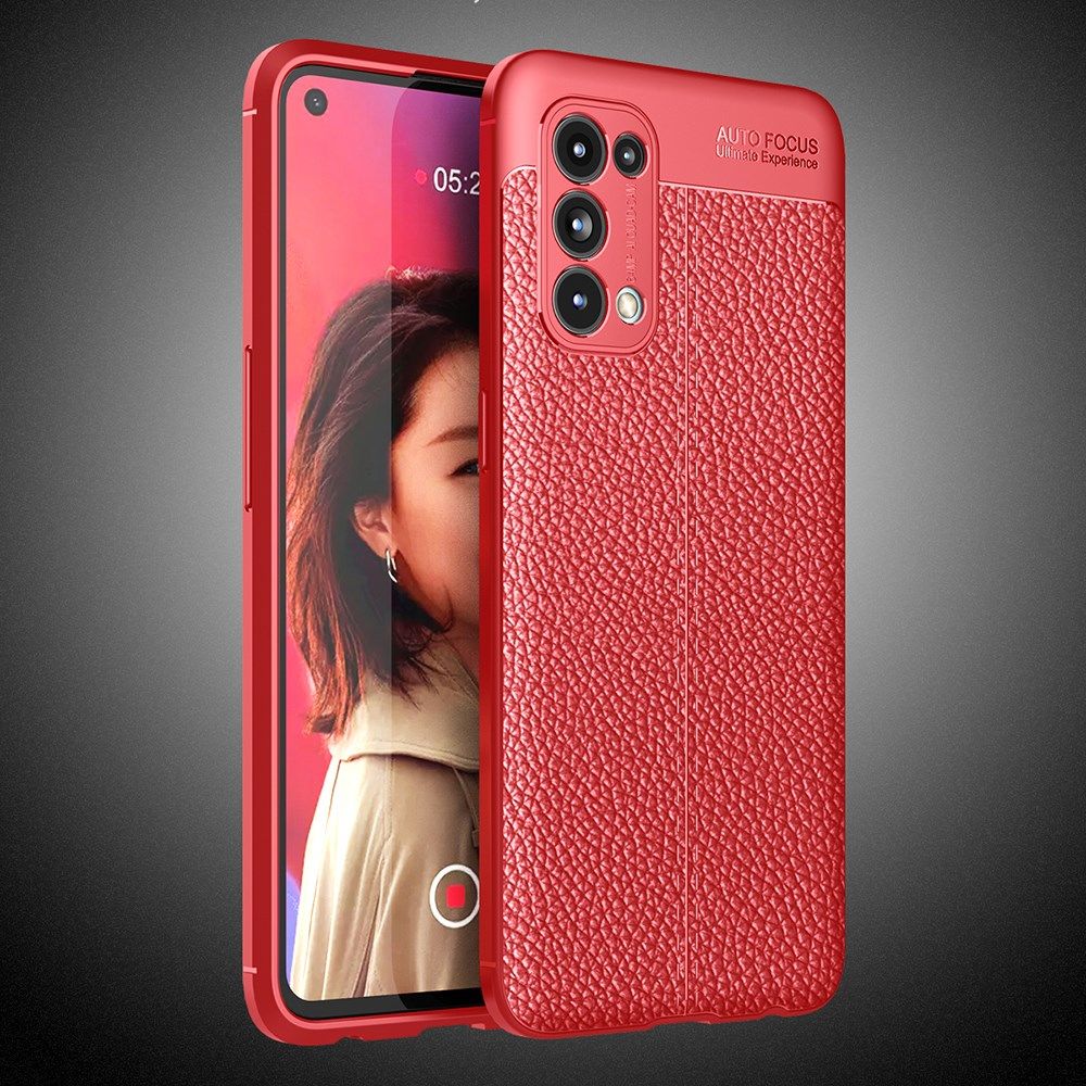 Oppo Find X3 Lite / Reno5 Hoesje TPU Kunstleren Coating Cover Rood afbeelding 3