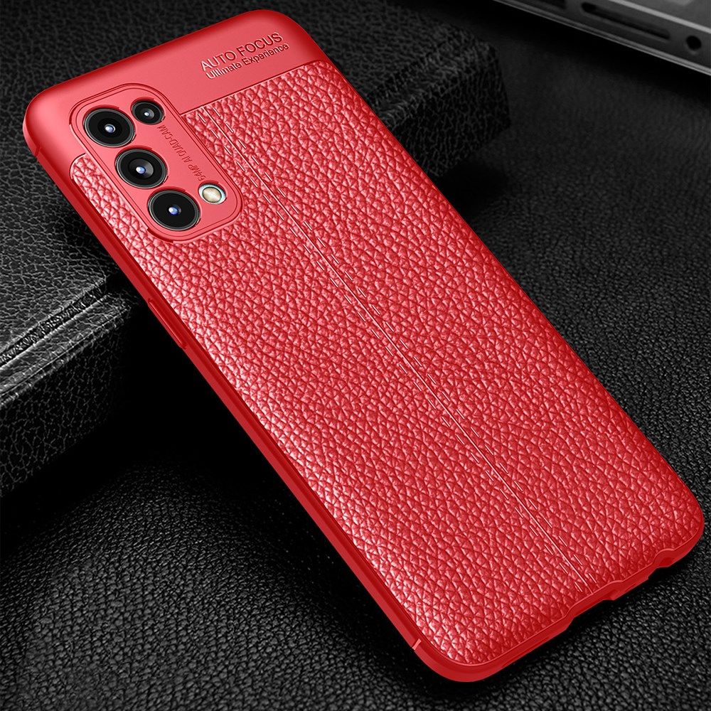 Oppo Find X3 Lite / Reno5 Hoesje TPU Kunstleren Coating Cover Rood afbeelding 4