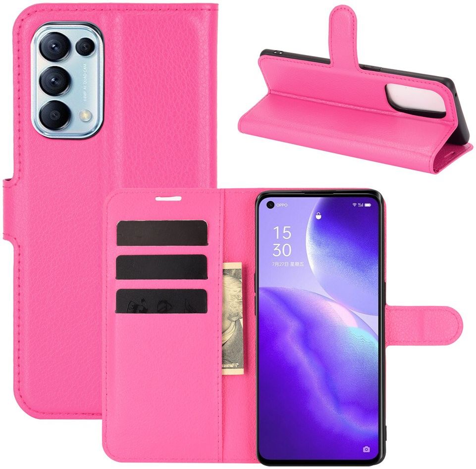 Oppo Find X3 Lite / Reno5 Hoesje Wallet Book Case met Pasjes Roze afbeelding 7