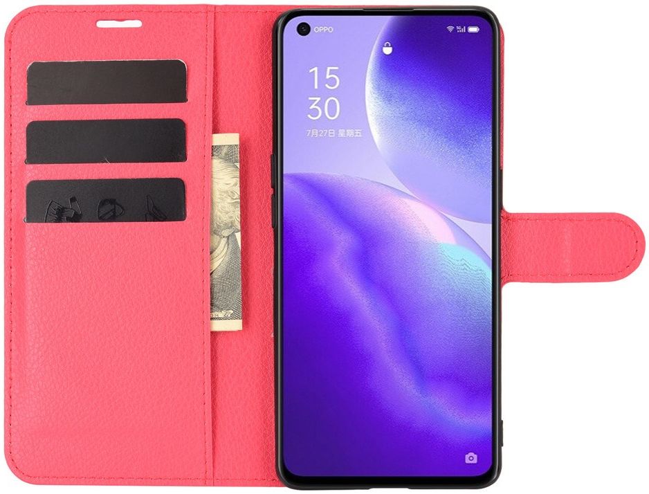 Oppo Find X3 Lite / Reno5 Hoesje Wallet Book Case met Pasjes Rood afbeelding 1