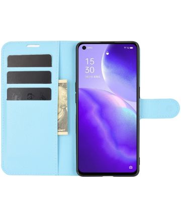Oppo Find X3 Lite / Reno5 Hoesje Wallet Book Case met Pasjes Blauw Hoesjes