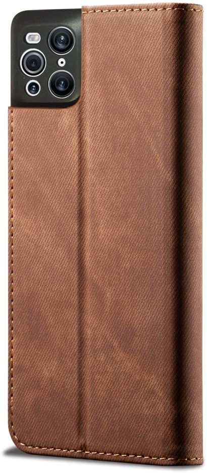 Oppo Find X3 Pro Hoesje Portemonnee Stof Textuur Book Case Bruin afbeelding 6